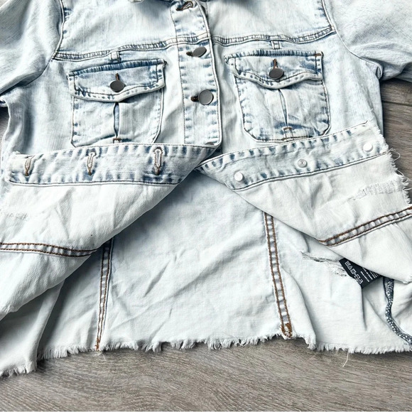 Kut From the Kloth Light Wash Distressed Jean Jacket - Picture 12 of 16